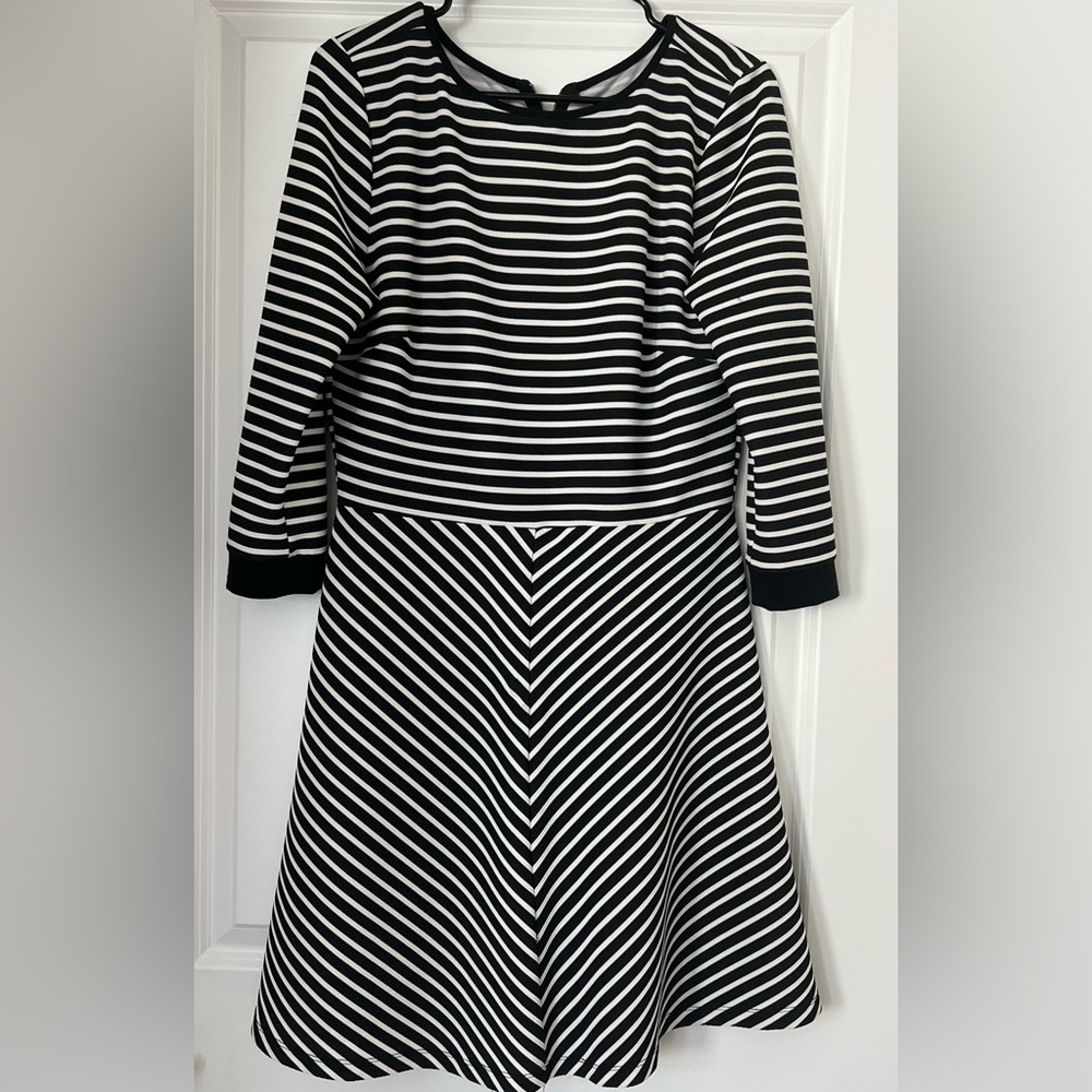 Blue Rain black and white striped dress